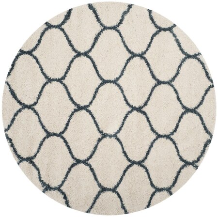 Safavieh Sgh-Hudson Shag Power Loomed Round RugIvory & Slate Blue 5 x 5 ft. SGH280T-5R